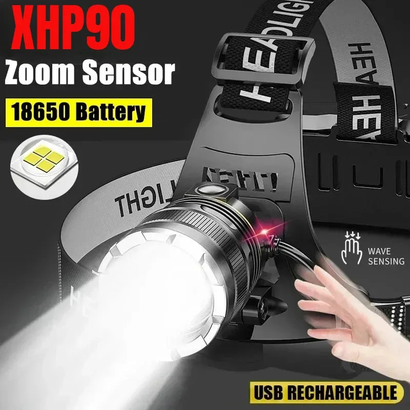 1000000LM LED Headlamp – XHP90.2 USB Rechargeable Fishing & Hunting Head Torch, High-Power
