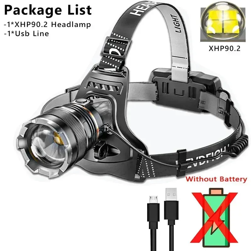 1000000LM LED Headlamp – XHP90.2 USB Rechargeable Fishing & Hunting Head Torch, High-Power
