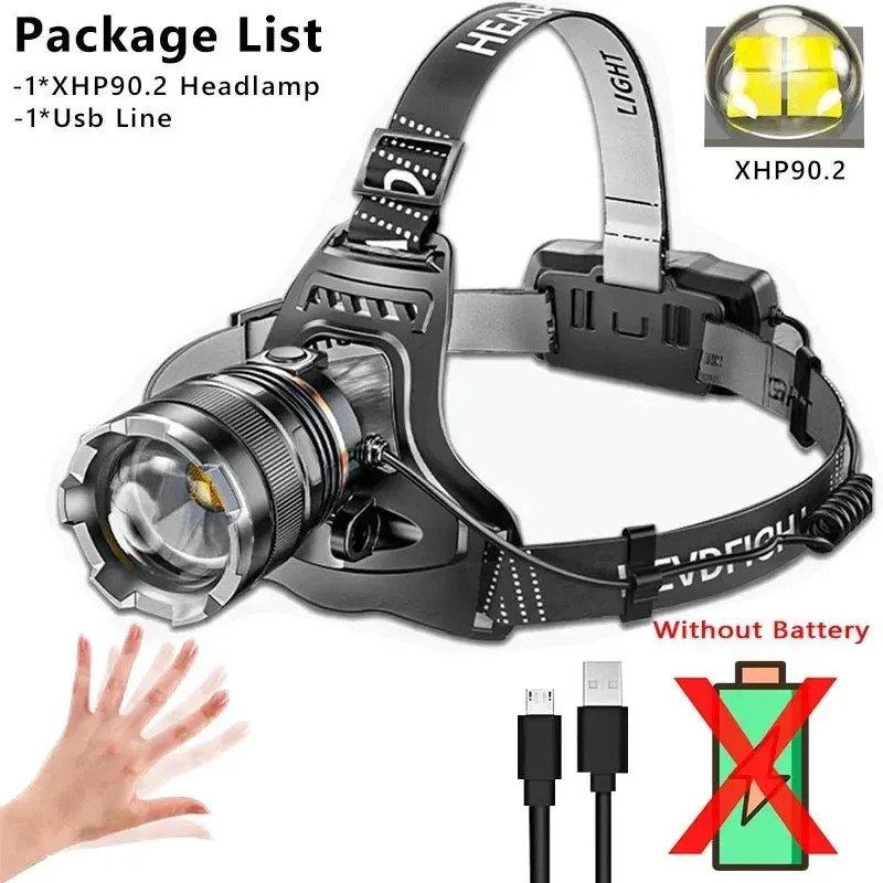 1000000LM LED Headlamp – XHP90.2 USB Rechargeable Fishing & Hunting Head Torch, High-Power
