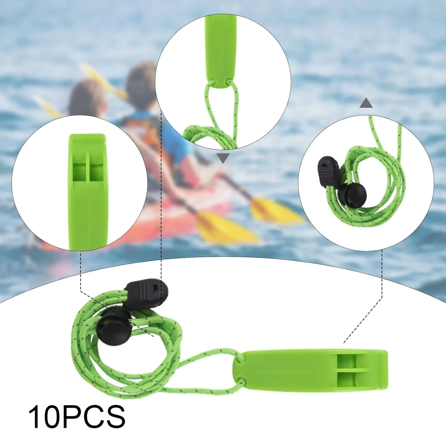 10Pcs Emergency Whistle Safe Whistle Loud Survival with Lanyard for Kayak Mountain Climbing Signaling Boating Camping