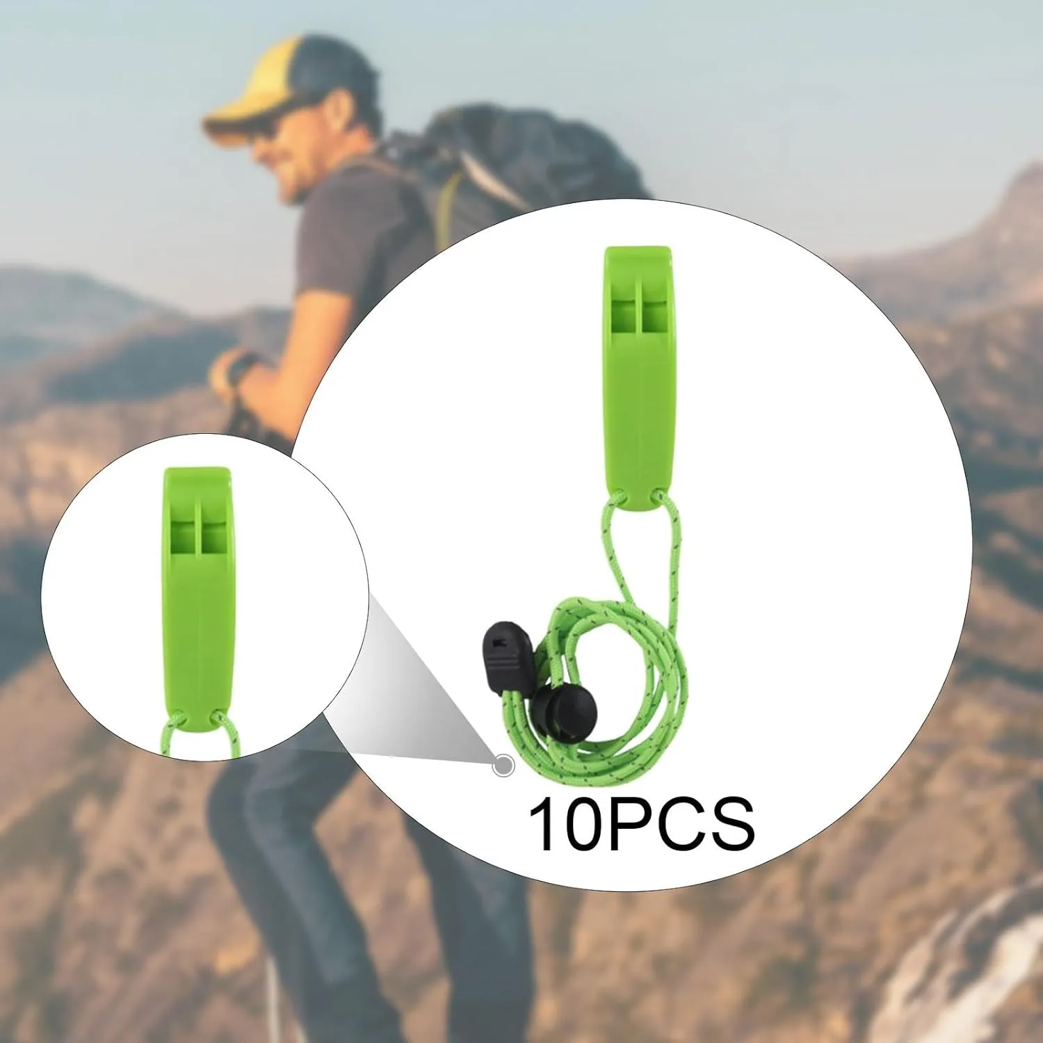 10x Emergency Whistle Security Whistle Loud Clip Lightweight Portable Outdoor with Lanyard for Boating Kayaking