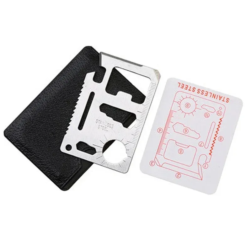 11-in-1 Outdoor Multifunction Pocket Tool – Stainless Steel Survival Card