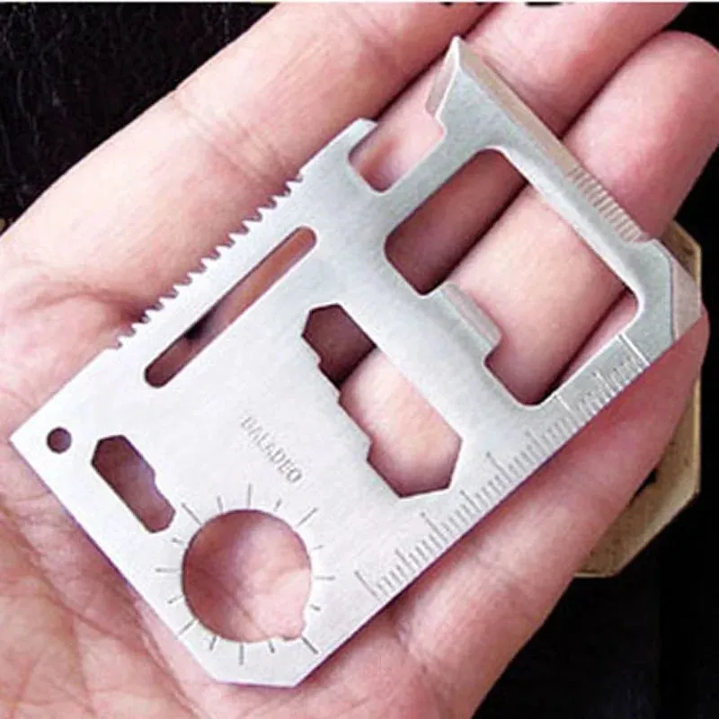 11-in-1 Outdoor Multifunction Pocket Tool – Stainless Steel Survival Card