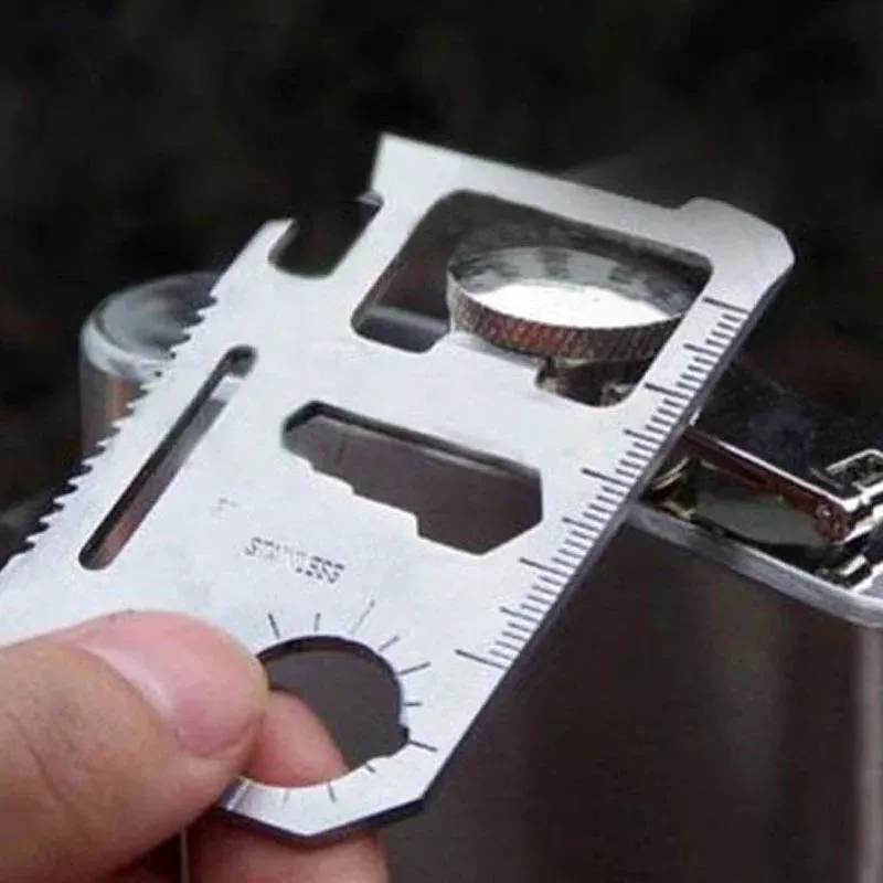 11-in-1 Outdoor Multifunction Pocket Tool – Stainless Steel Survival Card