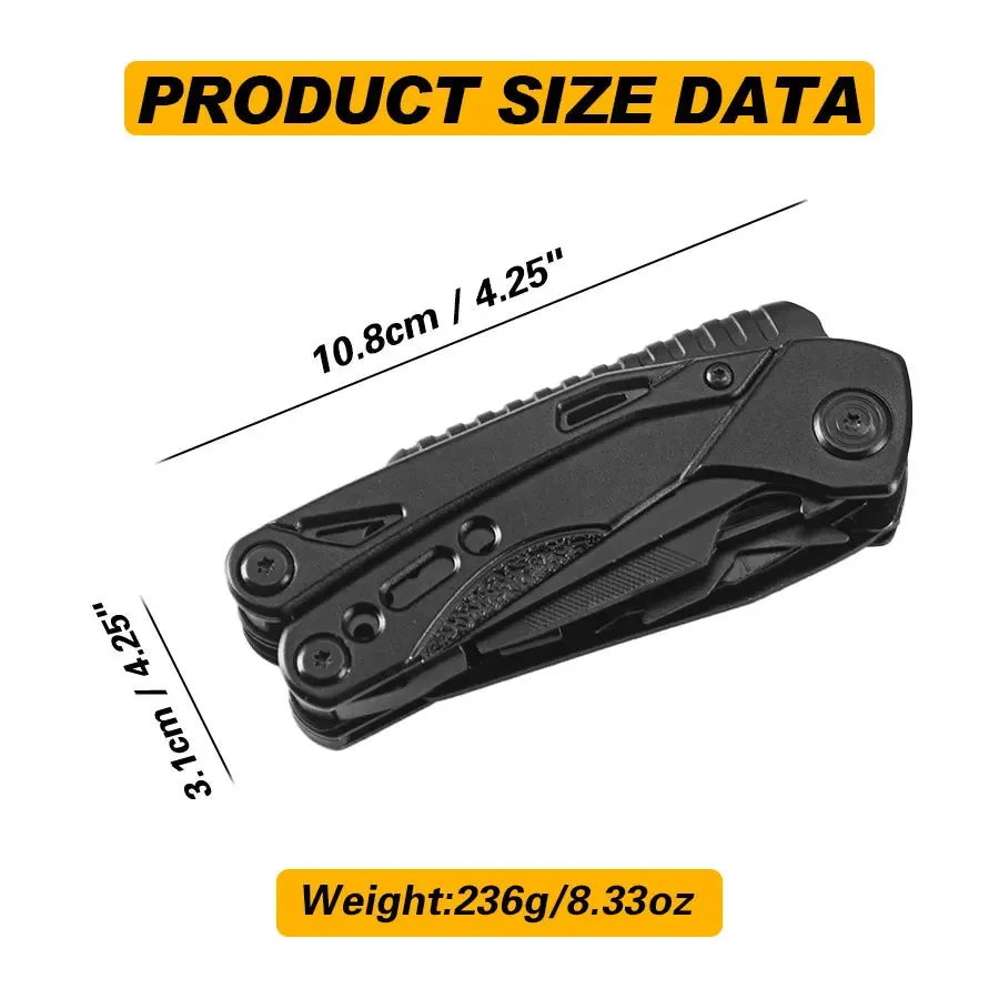 13-in-1 Multitool Pocket Knife with Safety Lock and Spring-Action Pliers