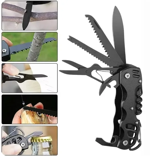 14-in-1 Multi-tool Folding Knife Swiss Army Portable Stainless Steel Pocket Knifes Outdoor Camping Emergency Combination Tool