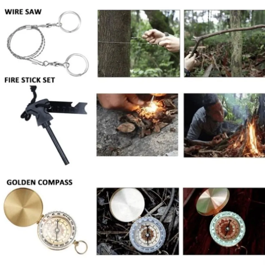 16in1 SOS Kit Outdoor Emergency Equipment Box For Camping Survival Gear V201-W12991620