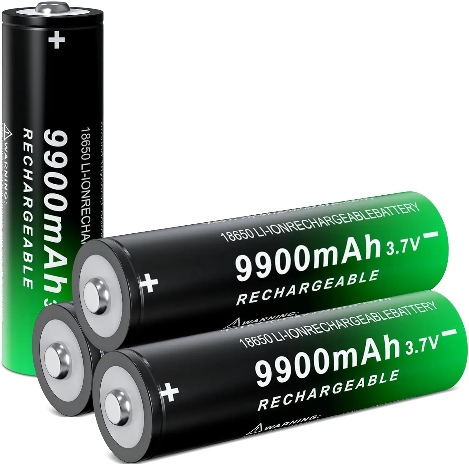 18650 Rechargeable Battery 9900mAh High Capacity 3.7Volt Li-ion Batteries for Led Flashlight Headlamp (Button Top, 4 Pack)