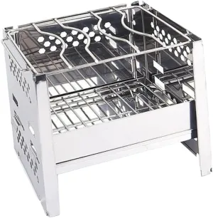 1Pc Stainless Steel Cooking Square Burning Stove Camping Wood Folding Tent