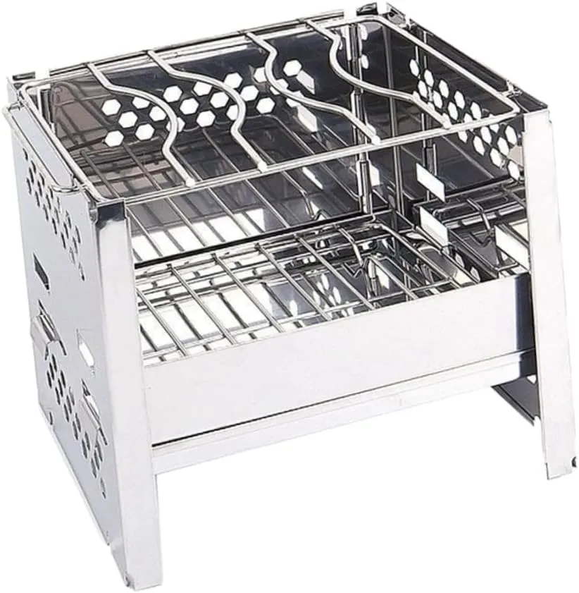 1Pc Stainless Steel Cooking Square Burning Stove Camping Wood Folding Tent
