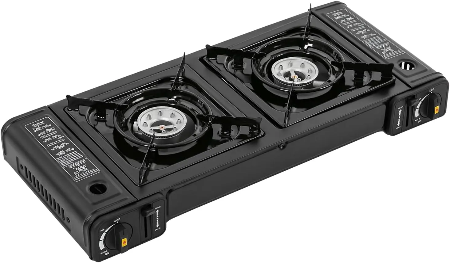 2 Burner Butane Stove, Portable Camping Stove with Case, Auto Ignition Camping Burner LPG, Precise Flame Contro, for RV, Apartments, Outdoor