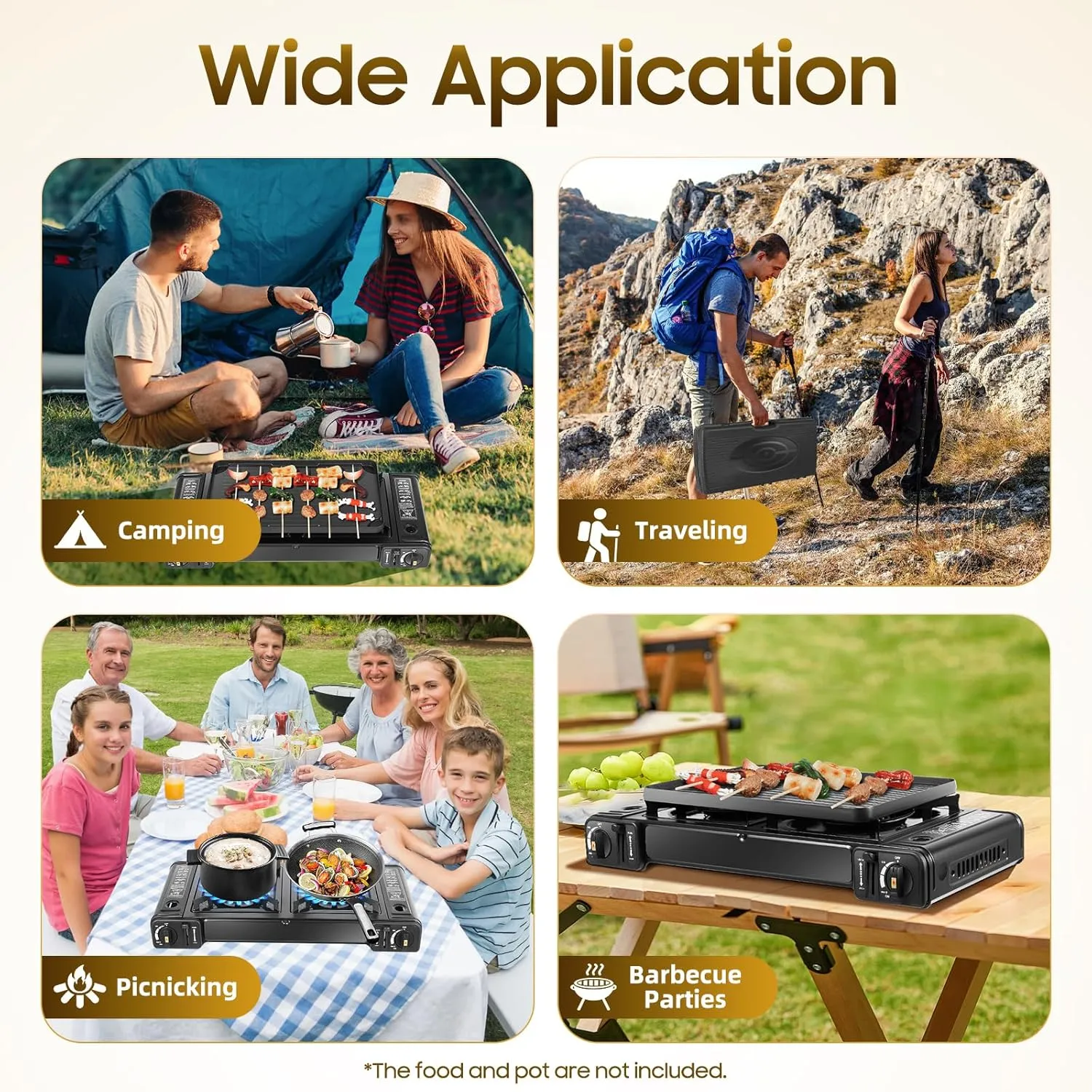 2-Burner Portable Camping Stove, Double Burner Butane Stove, Butane Camping Stove Kit with Carrying Case, Outdoor Travel Camp Stove for Camping, BBQ, Home