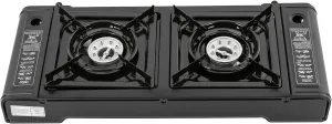 2-Burner Portable Camping Stove, Double Burner Butane Stove, Butane Camping Stove Kit with Carrying Case, Outdoor Travel Camp Stove for Camping, BBQ, Home