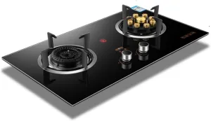2 Burners Natural Gas and Propane Stove,Energy-saving and Windproof Luxury Nine-fire Stove With Power Display and Anti-scalding Reminder(LPG)