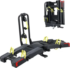 2 E-Bike Foldable Hitch Mount Bike Rack for 2" Receiver SUV & Trucks, Up to 4'' Fat Tire, Lockable Hitch Racks for E-Bike with Ramp and Wheels, 200 LBS Capacity