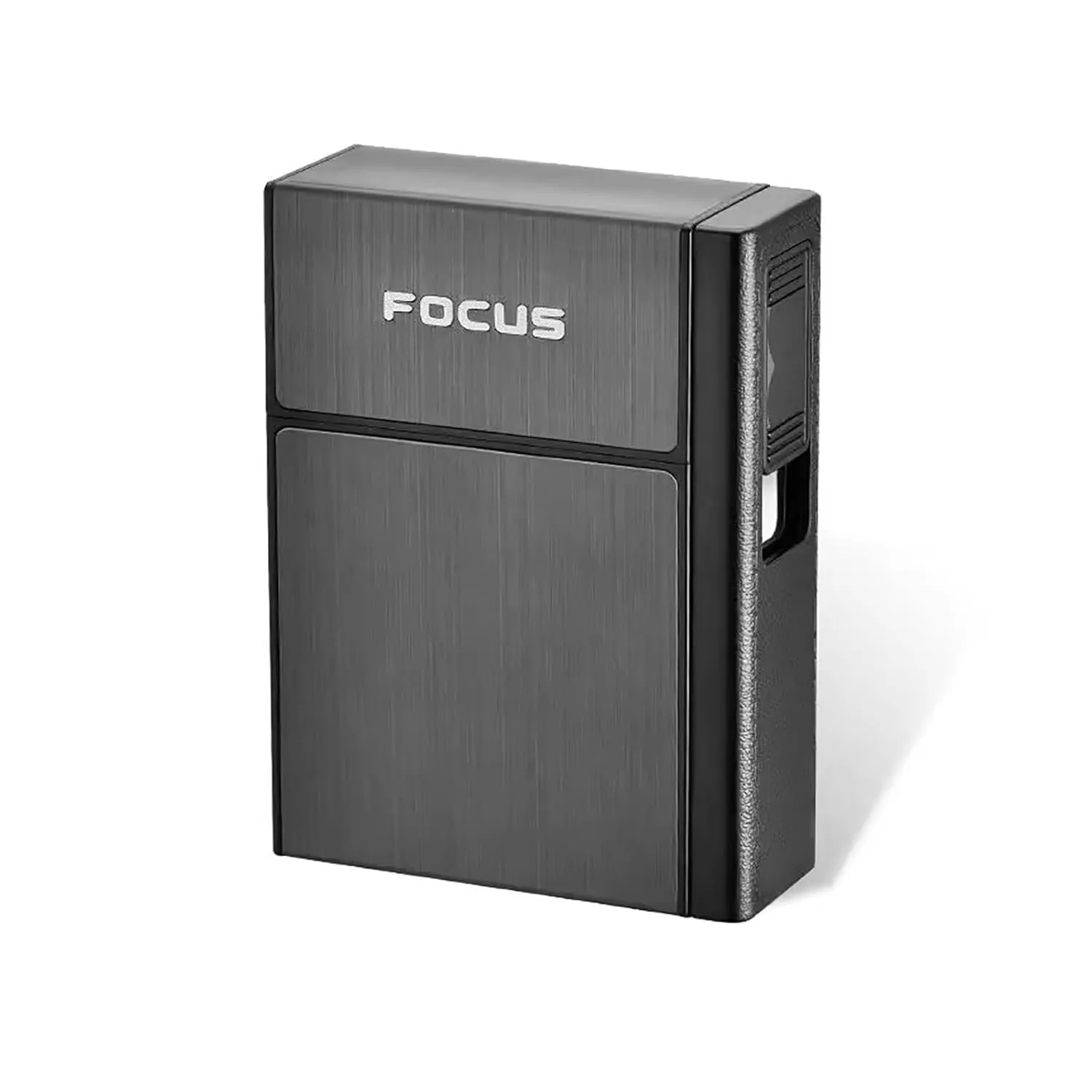 2-in-1 Cigarette Case - with USB Rechargeable Windproof Lighter | Holds 20pcs 84mm King Size Cigarettes | Metal, Flameless, Waterproof - Perfect for Daily Everyday Carry Use (Black)