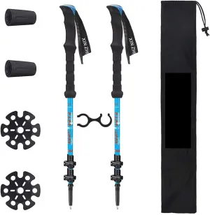 2 Pack Carbon Fiber Trekking Poles – Collapsible and Telescopic Walking Sticks with Natural Cork Handle and Extended EVA Grips, Ultralight Hiking Pole