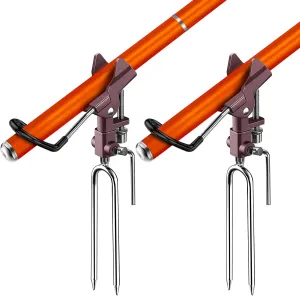 2 Pack Fishing Rod Holders for Bank Fishing, Multifunctional Stainless Steel Fishing Pole Holders for Ground, 360 ° Adjustable & Detachable Easy to Carry, Gift for Men Father’s Day, Birthday Day