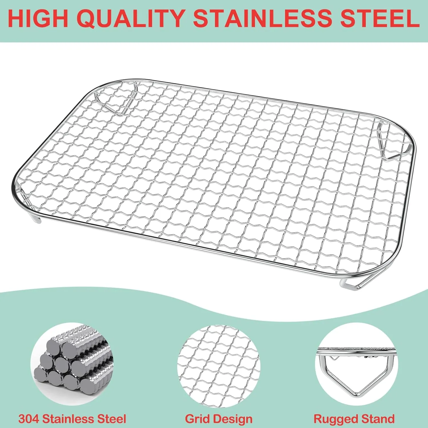 2 Pack Grill Rack for Ninja Woodfire OG700 OG701 OG751 Outdoor Grill & Smoker Accessories,Stainless Steel Cooking Roasting Rack for Ninja OG700 SER 7-in-1 Woodfire Grill Air Fryer Accessories