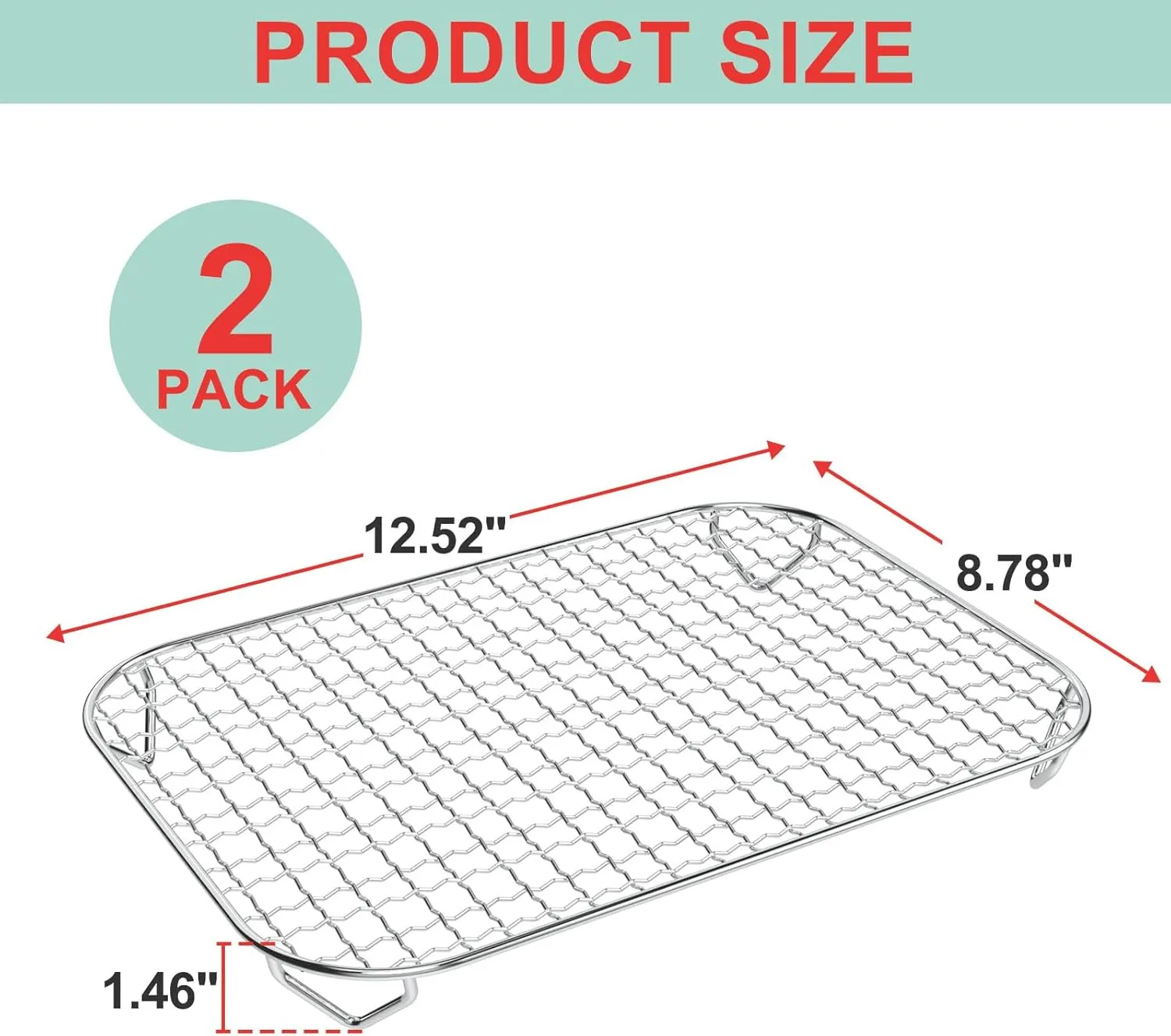 2 Pack Grill Rack for Ninja Woodfire OG700 OG701 OG751 Outdoor Grill & Smoker Accessories,Stainless Steel Cooking Roasting Rack for Ninja OG700 SER 7-in-1 Woodfire Grill Air Fryer Accessories