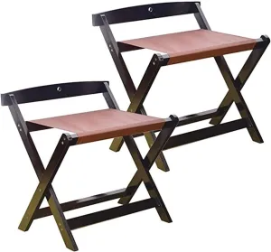 2 Pack Hotel Luggage Rack - Folding Suitcase Rack, Solid Wood Travel Bag Organizer Floor Shelf, with Cloth Guest Rooms Suitcase Stand, 60X50X65cm (Color : Brown) (Black)
