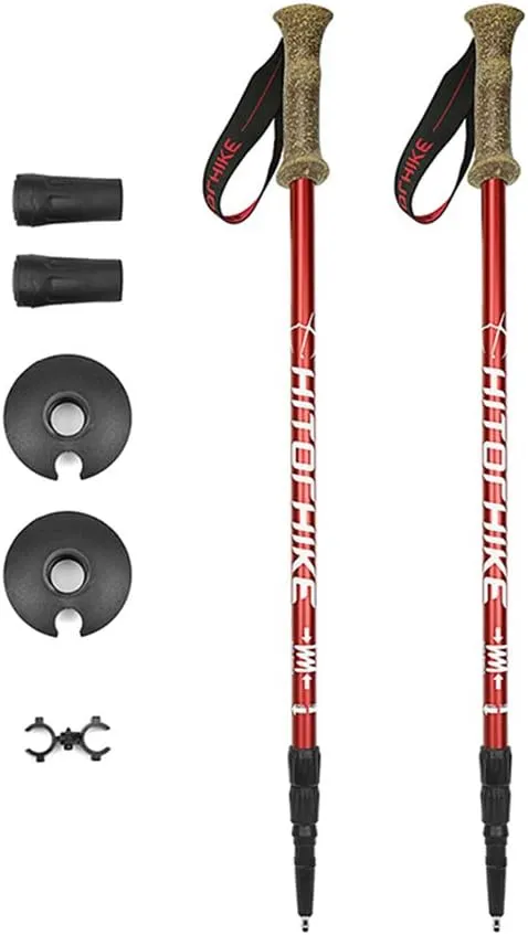 2 Pack Trekking Telescopic Walking Poles Hiking Poles - Adjustable Aluminium Lightweight Section Trekking Alpenstock,Outdoor Camping, Mountaining, Backpacking