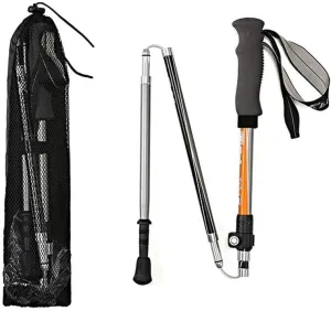 2-Pc Pack Trekking Poles - Aluminum 7075 Collapsible Adjustable Hiking Sticks - Lightweight, Quick Adjust Flip-Lock for Hiking, Camping, Backpacking