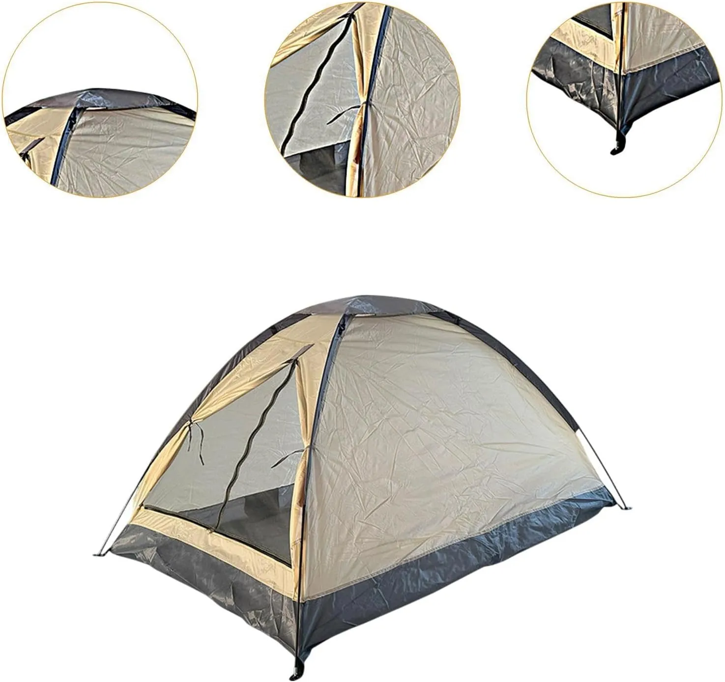 2 Person Camping Tent Folding Lightweight Windproof Easy Setup Single Layer Sun Shelter for Traveling Backpacking Yard Family