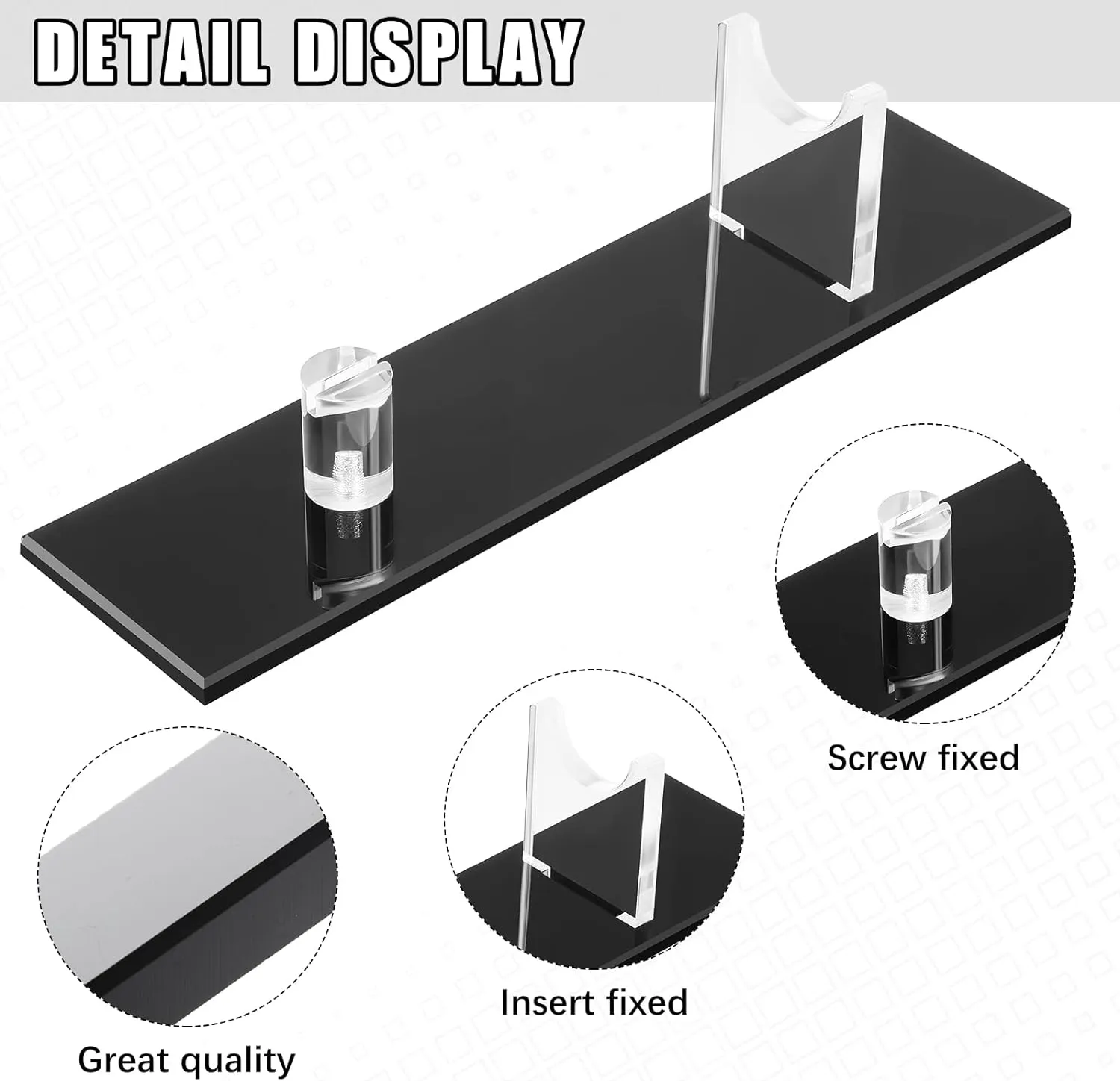 2-piece Acrylic Knife Display Stand - Fixed Blade Knife Holder for Collection Display, Rustic Cabin Home Decor(Black Base)