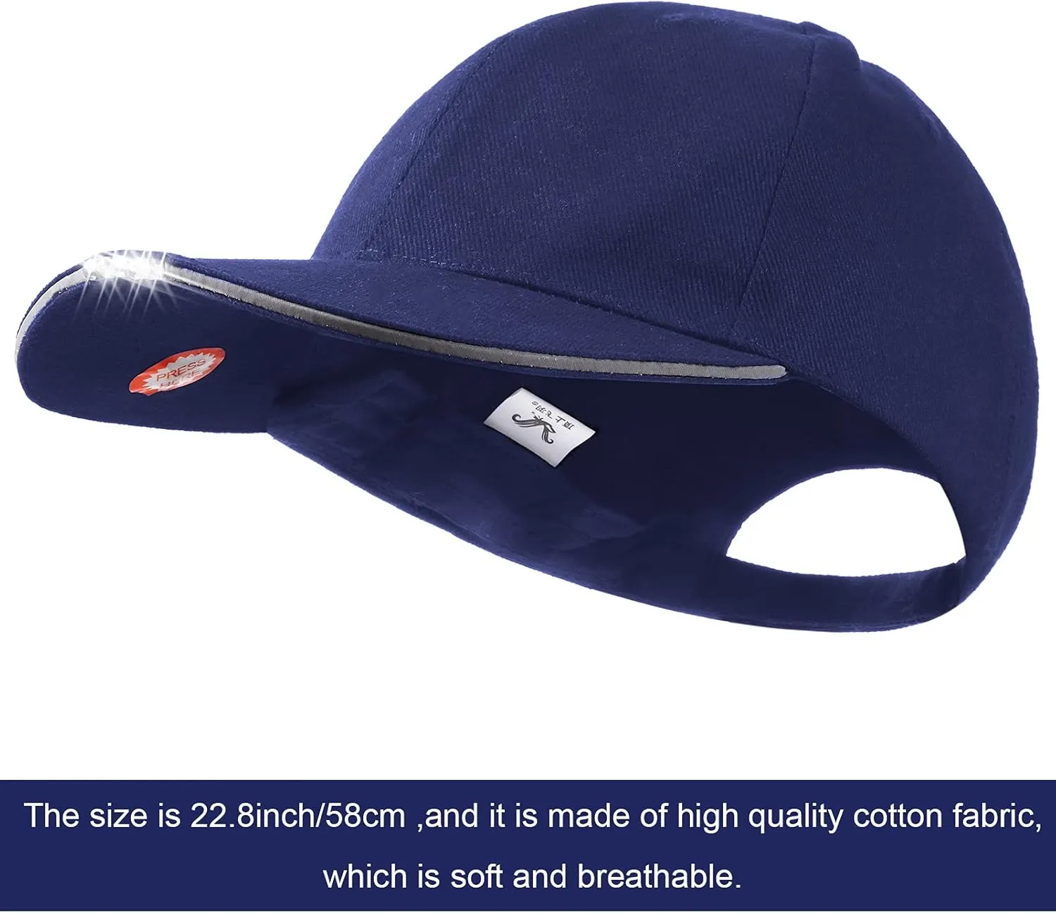 2 Pieces Baseball Cap with Light Hands Free LED Baseball Cap 5 LED Battery Powered Headlamp Hat Flashlight Hat for Fishing Jogging Camping Hand Work