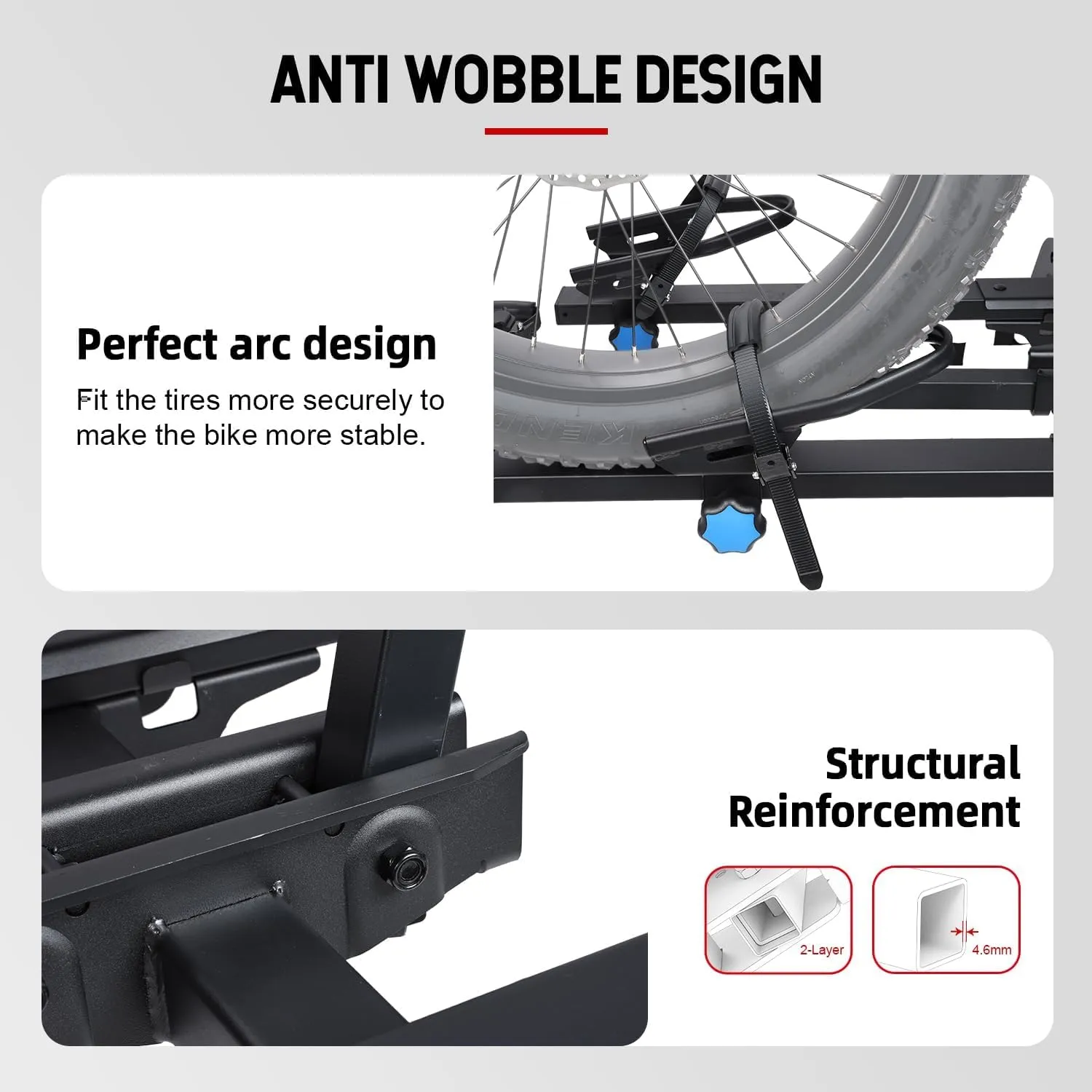 200 lbs Capacity Hitch for Heavy E-Bike 2-Bike Rack, E-Bike Carrier for Cars Trucks SUVs Minivans RV, Trailer, Foldable Platform Mount, Up to 5’’ Fat Tire Bicycle for 2’’ Receiver