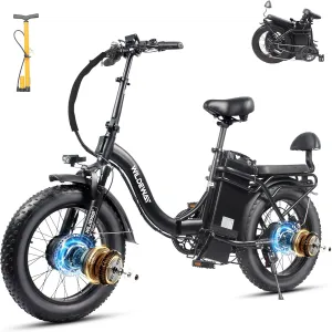 2000W Dual Motor Electric Bike SummitX 32Ah/60Ah Battery E-Bike 160  Miles Long Range 28MPH Foldable 20x4.0 Fat Tire Ebike for Adult Hydraulic Brake Delivery Commuting Bicycle 2 Seat UL 2849