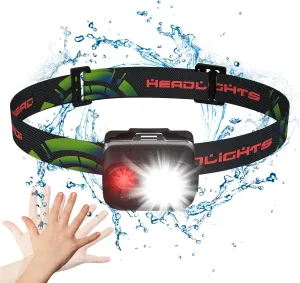 【2023 Upgraded】 LED Rechargeable Headlamp for Adults & Children, Lightweight Headlight with Comfortable Headband, IP65 Waterproof Headlamp Flashlight for Hiking Running Fishing and Cycling