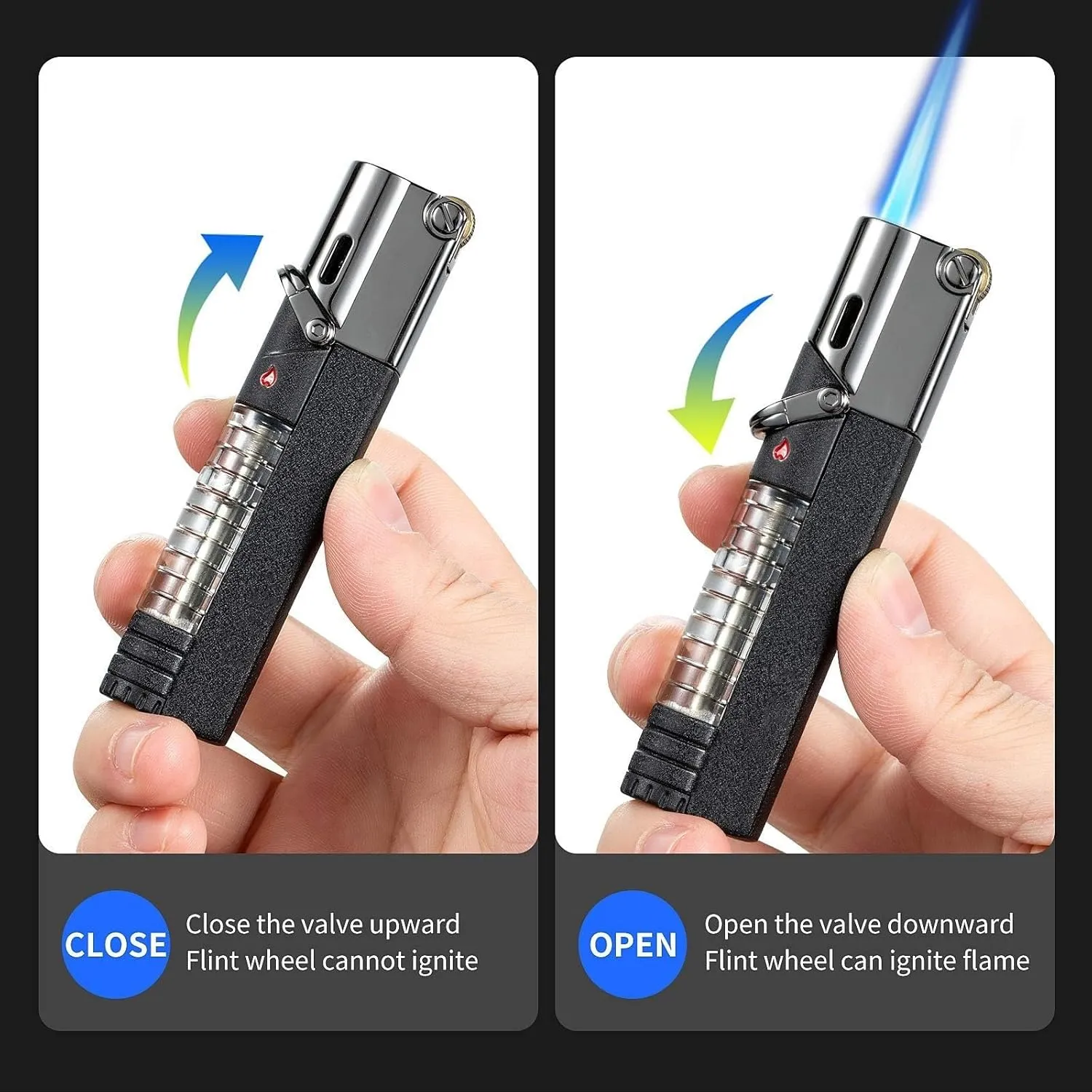 2024 Butane Fuel Jet Torch, Jet Torch Lighter with Visible Gas, Lockable Flame Windproof Lighter, Gift Form for Friends and Family, (Butane Not Included)(Red)