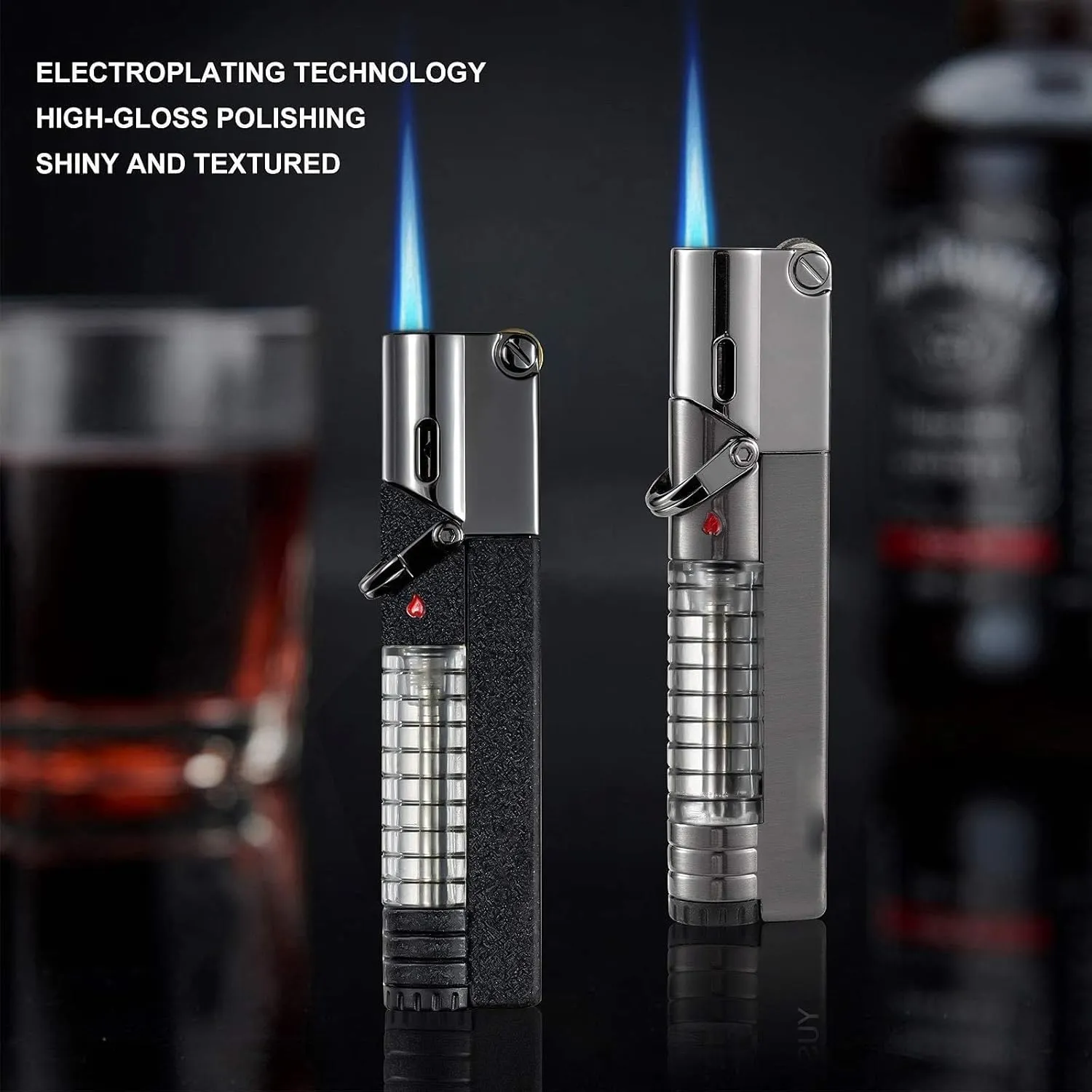 2024 Butane Fuel Jet Torch, Jet Torch Lighter with Visible Gas, Lockable Flame Windproof Lighter, Gift Form for Friends and Family, (Butane Not Included)(Red)