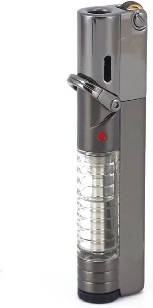 2024 Butane Fuel Jet Torch, Lockable Flame Windproof Lighter, Visible Gas Jet Torch Lighter, Gift for Friends and Family (Butane Not Included)(Black Brushed)