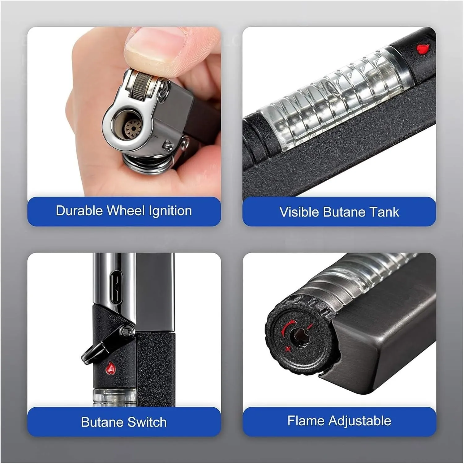 2024 Butane Fuel Jet Torch, Lockable Flame Windproof Lighter, Visible Gas Jet Torch Lighter, Gift for Friends and Family (Butane Not Included)(Gold)