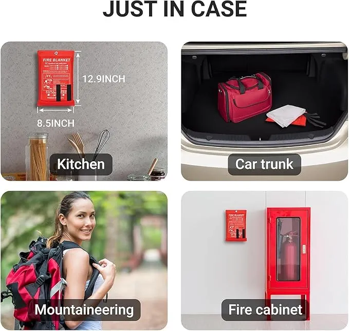 2024 Emergency Fire Blanket, 4 Pack Fire Extinguisher Blanket, Fire Suppression Blanket, Flame Retardant Blanket Fire Safety Blanket for Home, Kitchen, School, Grill, Car, Office, Warehouse(40” x40”)