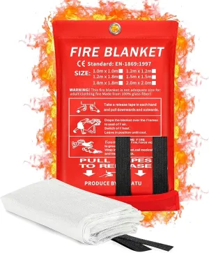 2024 Emergency Fire Blanket, Fire Extinguisher Blanket, Fire Suppression Blanket, Flame Retardant Blanket Fire Safety Blanket for Home, Kitchen, School, Grill, Car, Office, Warehouse(40” x 40”)
