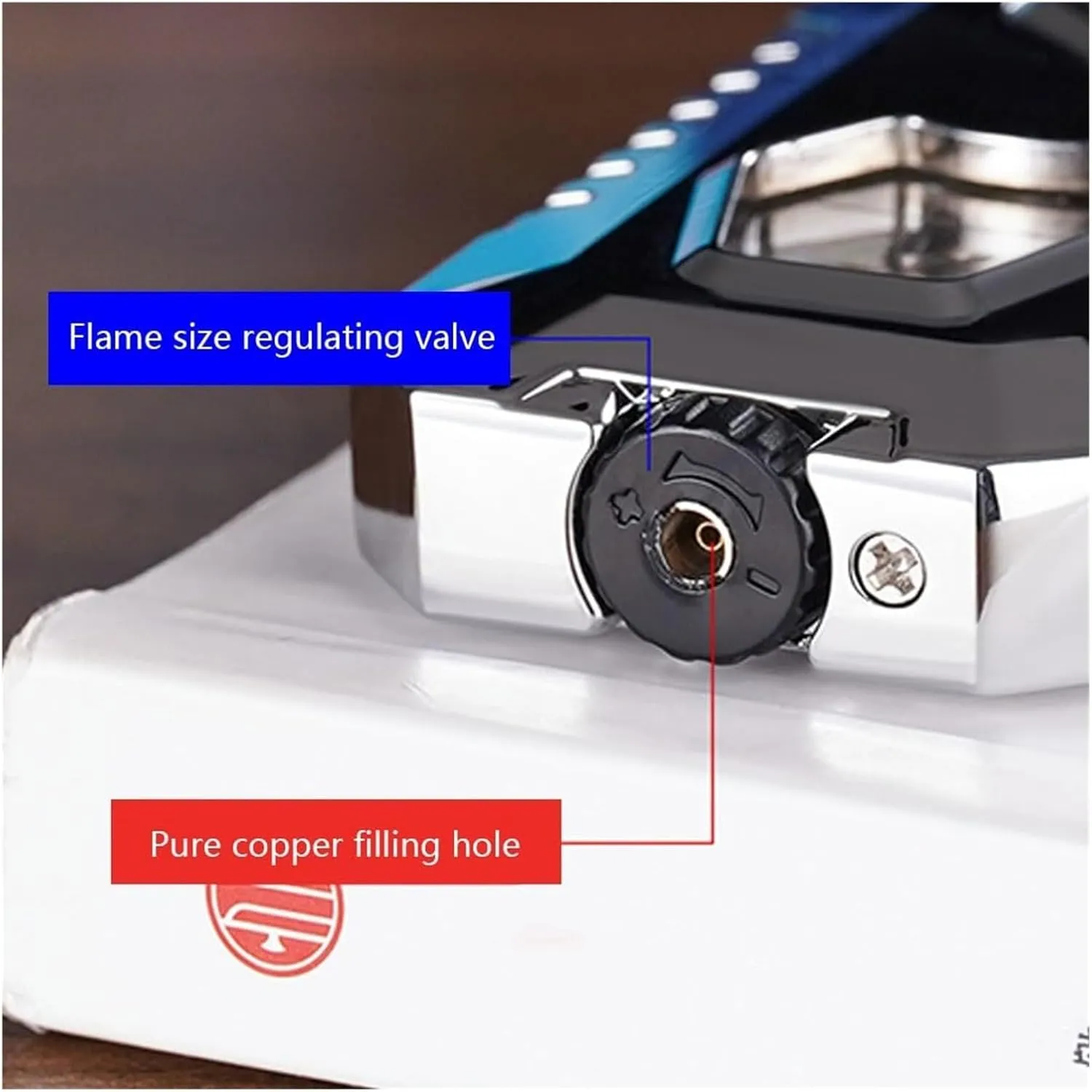 2024 Metal Butane Gas Lighter, Strong Wind Resistance, Open Flame Direct Dual Flame Lighter, Adjustable Flame Size, Visible Butane Fuel Window, Portable Lighter, Suitable for Candle Camping, Men's Gif