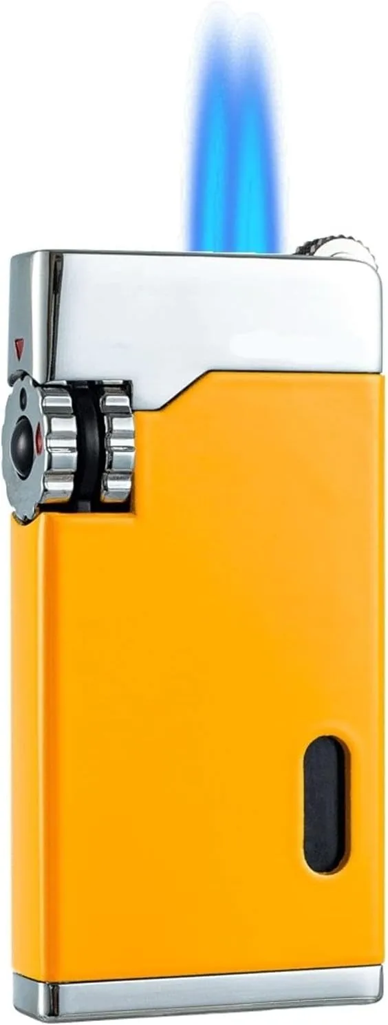 2024 Metal Torch Lighter, Small Portable Butane Lighter, Refillable Reusable Candle Flint Lighter (Gas Not Included)(Yellow)