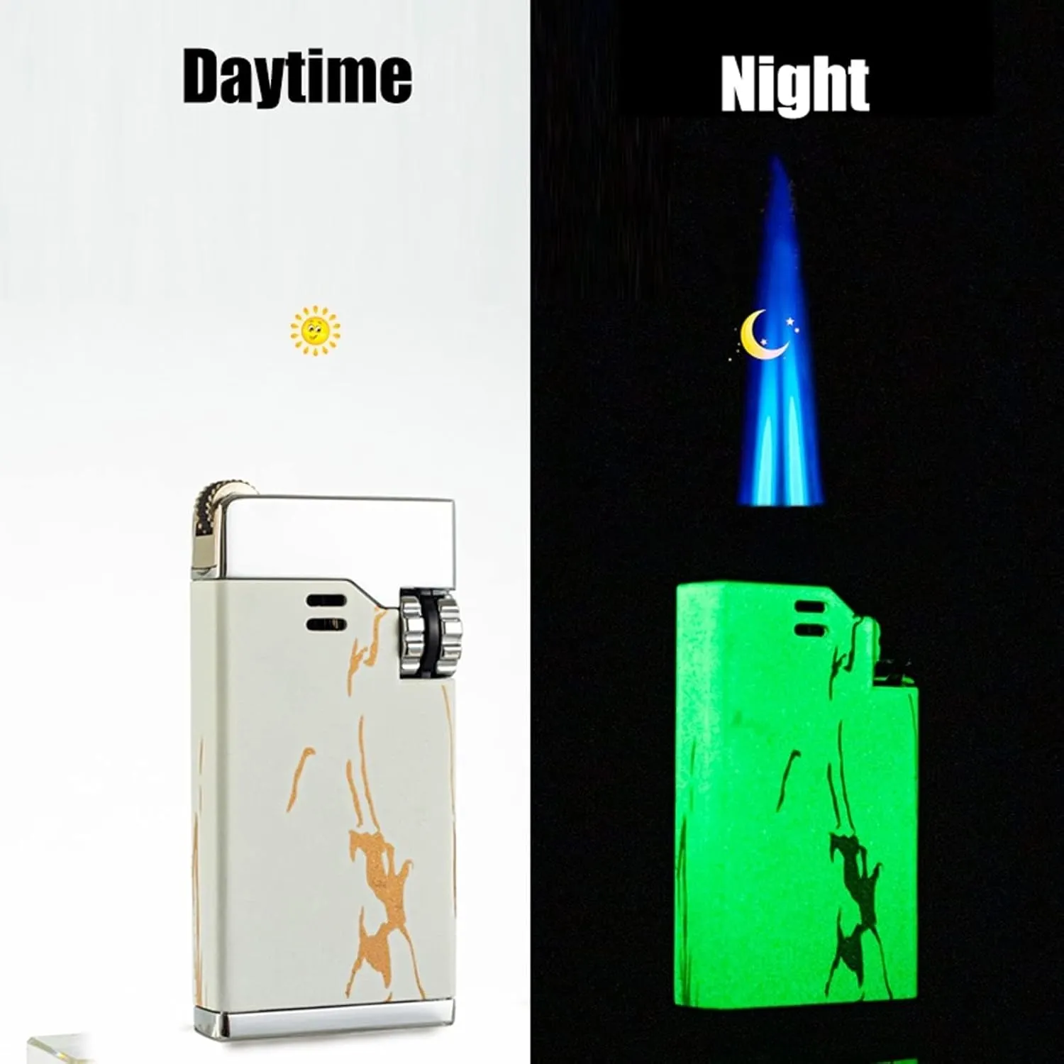2024 Metal Torch Lighter, Small Portable Butane Lighter, Refillable Reusable Candle Flint Lighter (Gas Not Included)(Yellow)