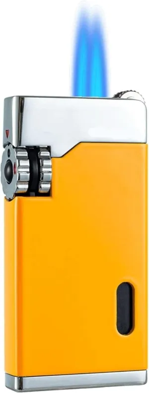 2024 Metal Torch Lighter, Small Portable Butane Lighter, Refillable Reusable Candle Flint Lighter (Gas Not Included)(Yellow)