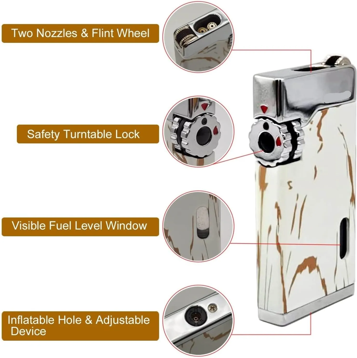 2024 Metal Torch Lighter, Small Portable Butane Lighter, Refillable Reusable Candle Flint Lighter (Gas Not Included)(Yellow)