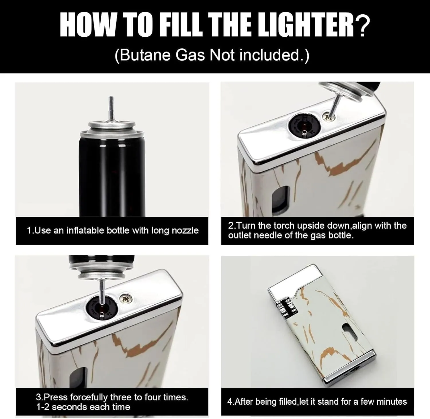 2024 Metal Torch Lighter, Small Portable Butane Lighter, Refillable Reusable Candle Flint Lighter (Gas Not Included)(Yellow)