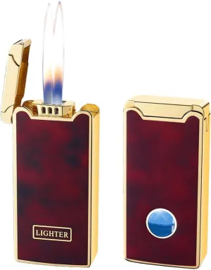 2025 Intelligent Voice-Controlled high-tech Lighter, Four Ignition Methods, Visible Transparent air Window, Metal Windproof Inflatable Double Open Flame Lighter, Suitable for Candle Camping(Red)