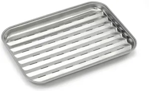 223.0220.100 Wiederverwenbare Grillschale Edelstahl Barbecue Bowls, 34.5 x 24 x 3 cm, Silver