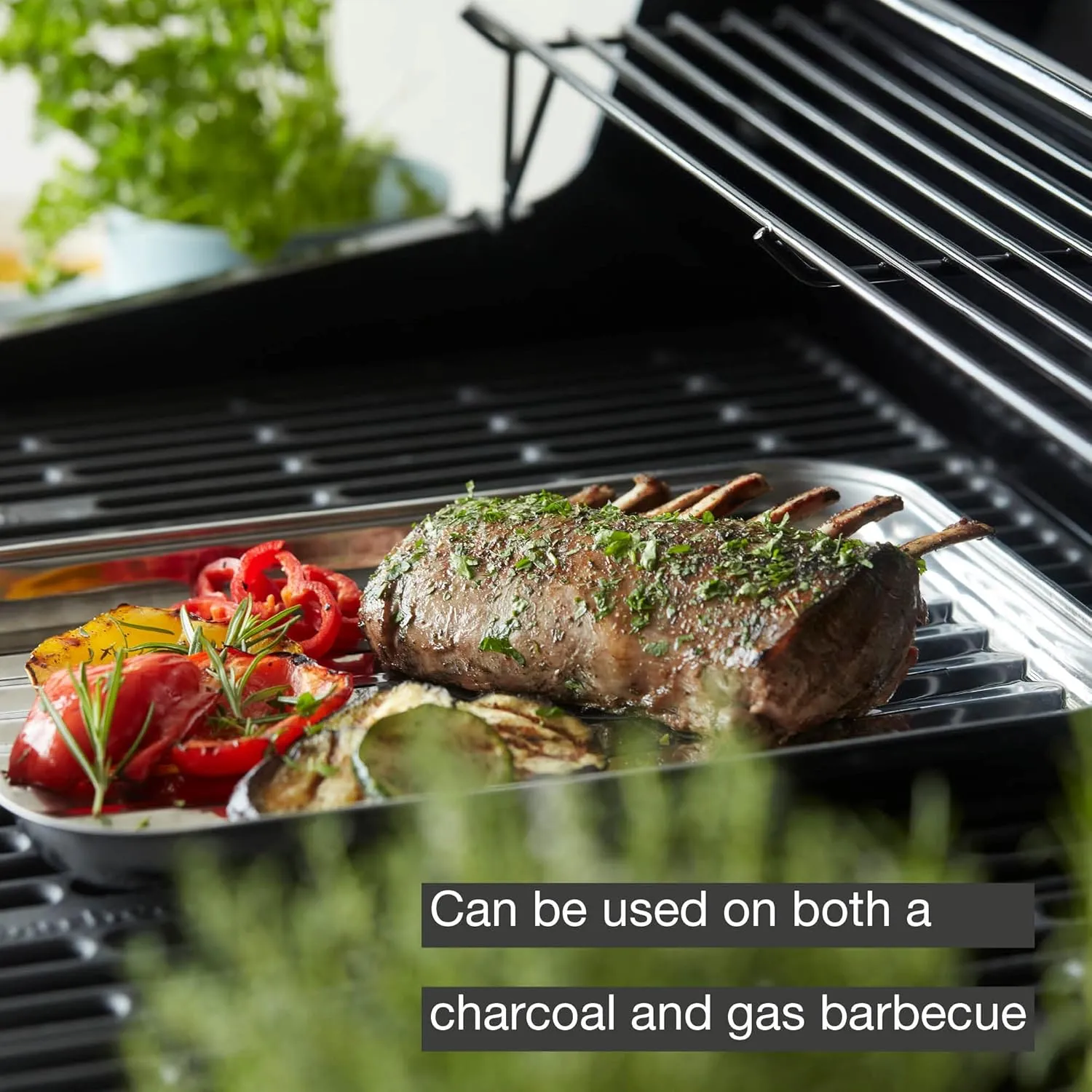 223.0220.100 Wiederverwenbare Grillschale Edelstahl Barbecue Bowls, 34.5 x 24 x 3 cm, Silver