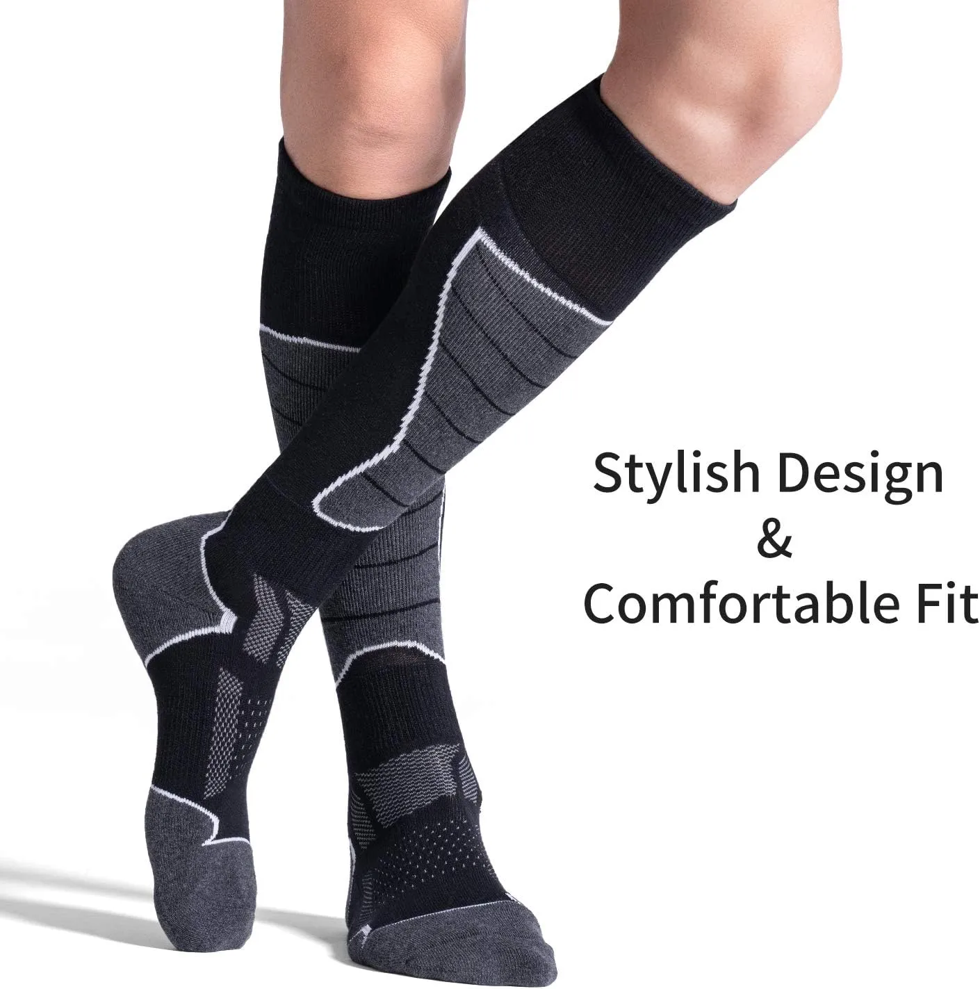 2/3 Pack Women's Ski Socks for Skiing Snowboarding Warm Winter Thermal Socks