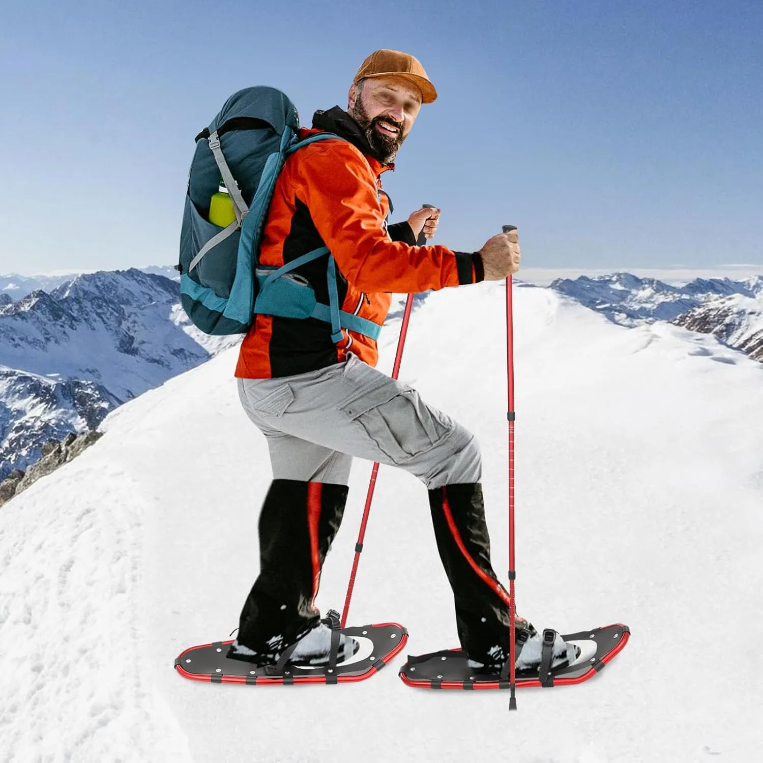 25 Inch Snowshoes, Snowshoes and Adjustable Hiking Poles, Snowshoes, Adult Snowshoes, Men and Women Snowshoes Hiking Poles Set for Ski Slopes, Outdoor Skiing Projects